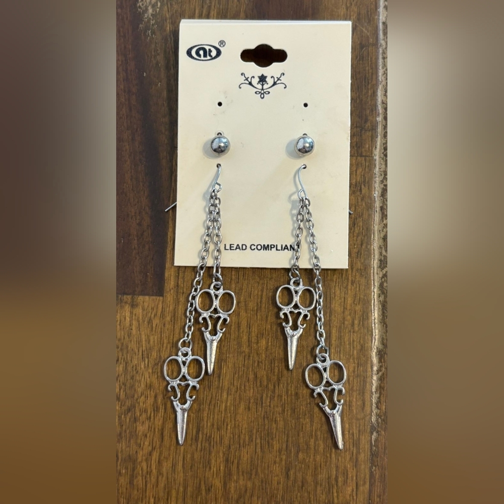 NT Silver Scissor Earrings NEW!